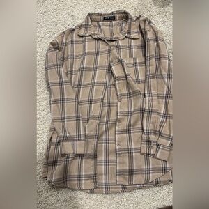 SHEIN Plaid Button-Up Sweater - Brown and Black